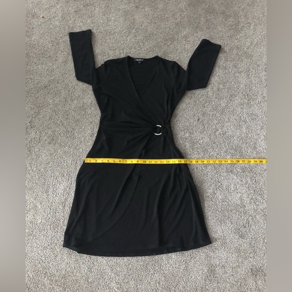 Glamour  Party Dress 4P Faux Wrap stretchy gathered side rhinestone’s buckle - Picture 8 of 13